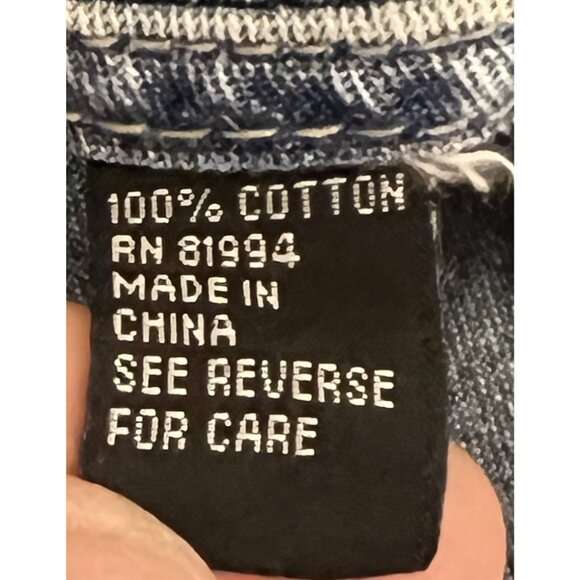 Lindsey Michele Denim Dress Jumper Sz 3 X Patriotic Side Buttons - Picture 8 of 9